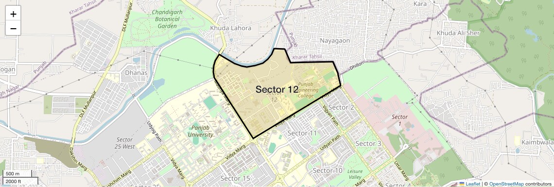 Location Map of Sector 12, Chandigarh