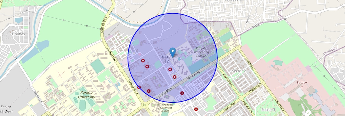 Location Map of Sector 12, Chandigarh