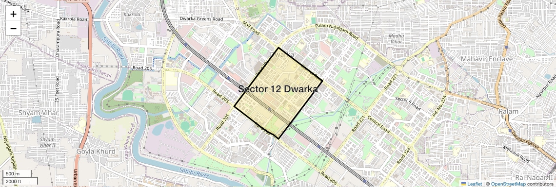 Location Map of Sector 12 Dwarka, Delhi
