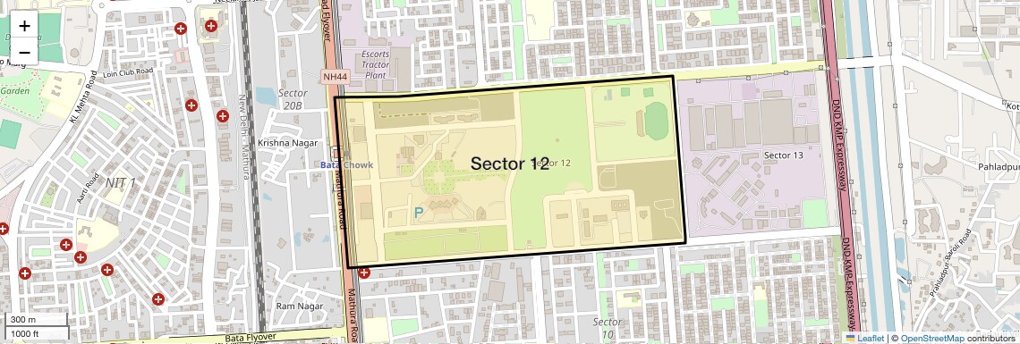 Location Map of Sector 12, Faridabad