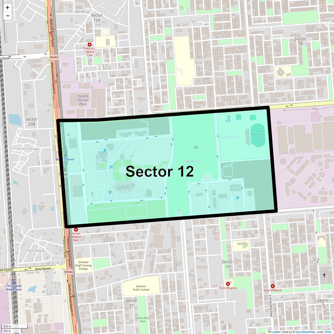 Location Map of Sector 12, Faridabad