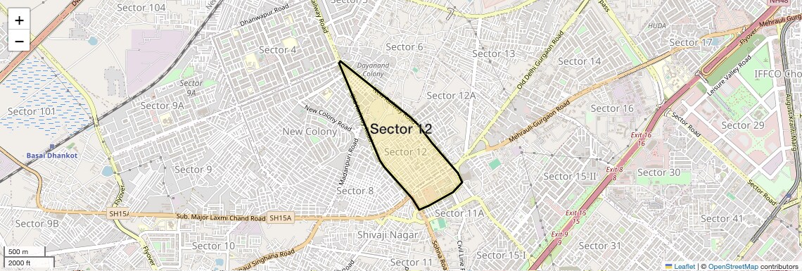 Location Map of Sector 12, Gurgaon