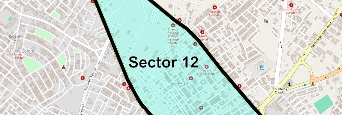 Location Map of Sector 12, Gurgaon
