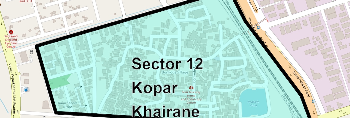 Location Map of Sector 12 Kopar Khairane, Navi Mumbai