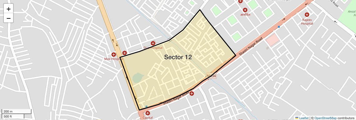 Location Map of Sector 12, Meerut