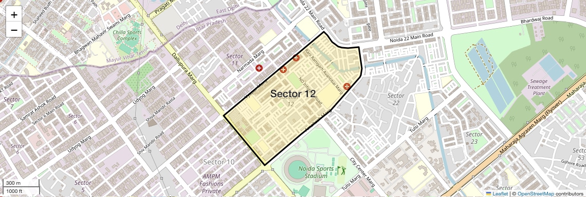 Location Map of Sector 12, Noida