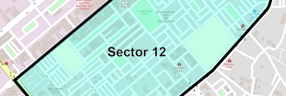 Location Map of Sector 12, Noida