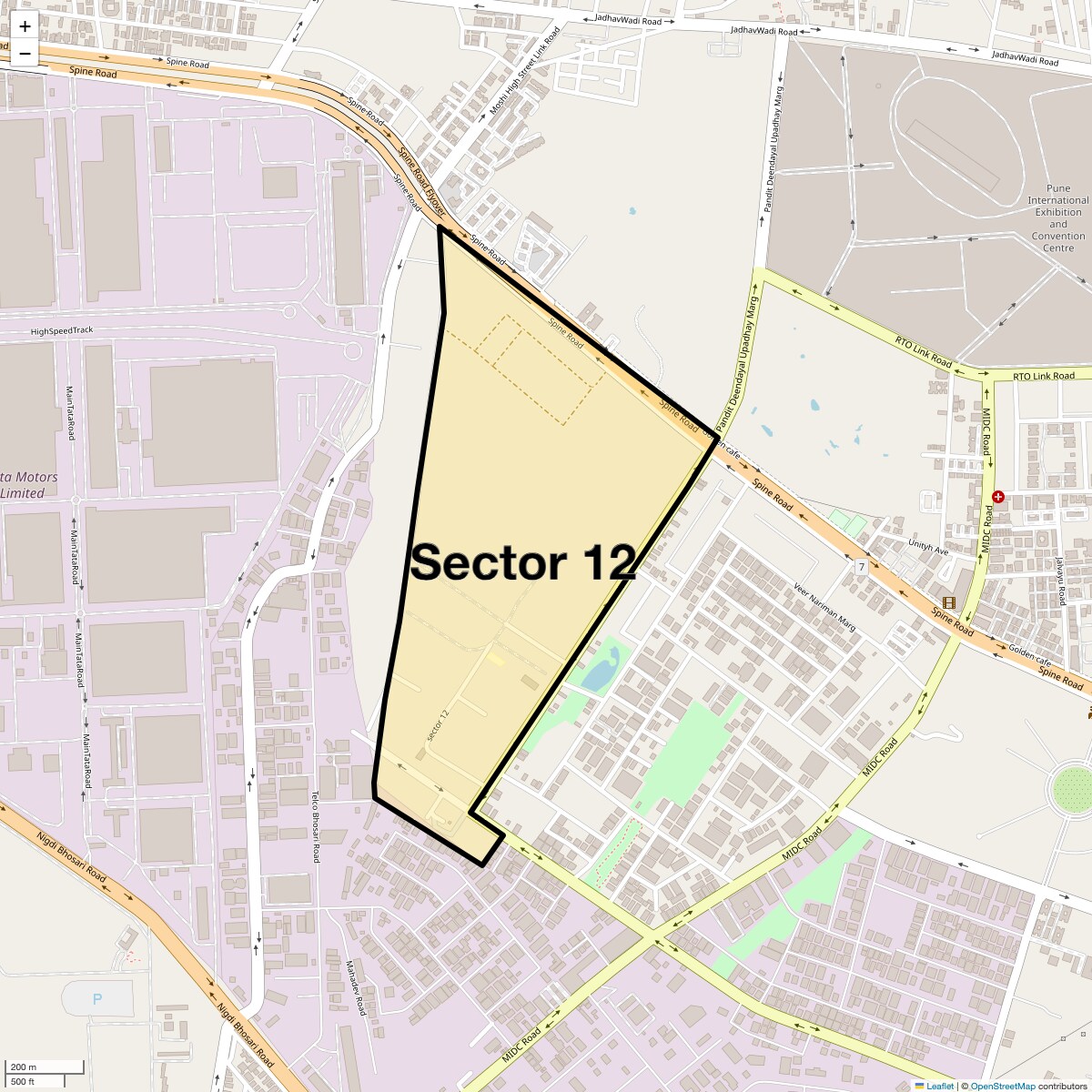 Location Map of Sector 12, Pune