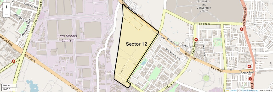 Location Map of Sector 12, Pune