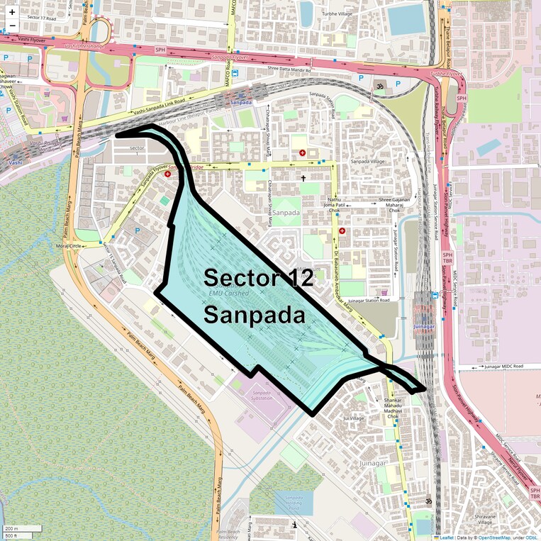 Location Map of Sector 12 Sanpada
