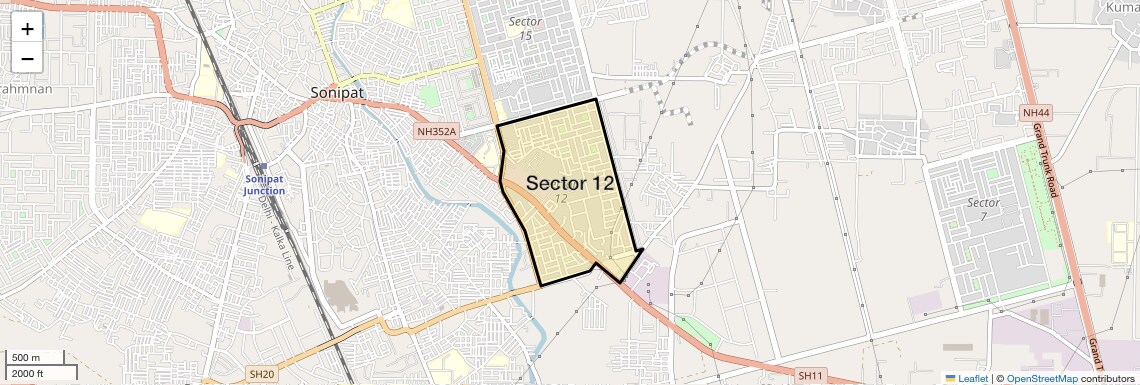 Location Map of Sector 12, Sonipat