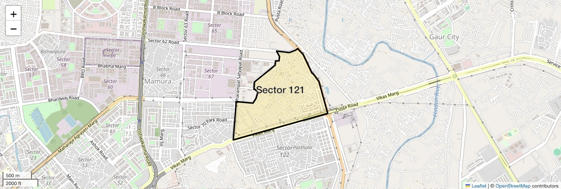 Location Map of Sector 121, Noida