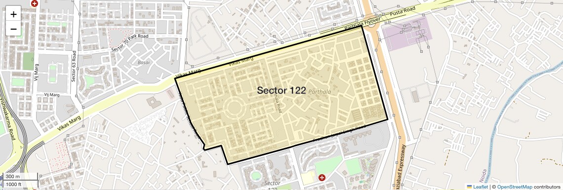 Location Map of Sector 122, Noida