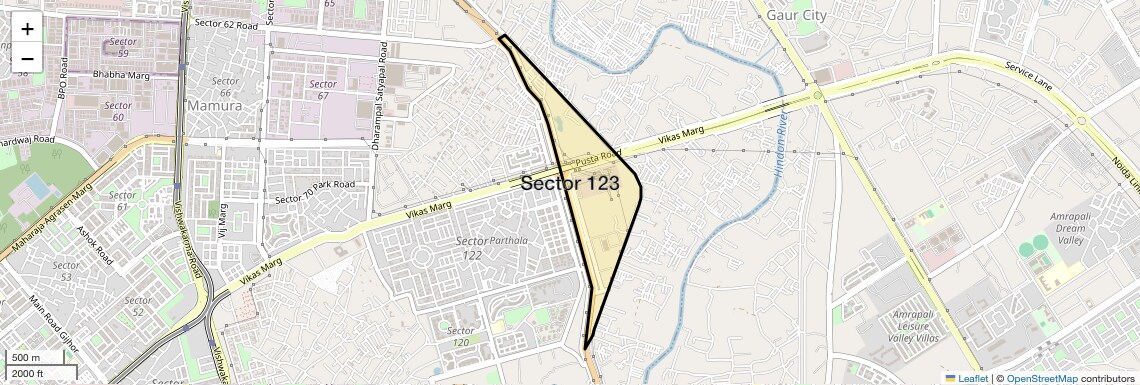 Location Map of Sector 123, Noida