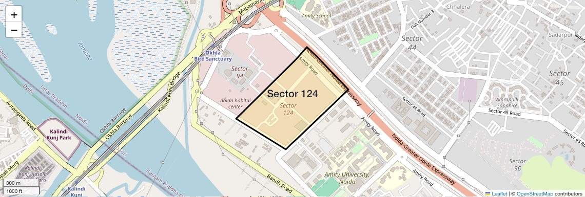 Location Map of Sector 124, Noida