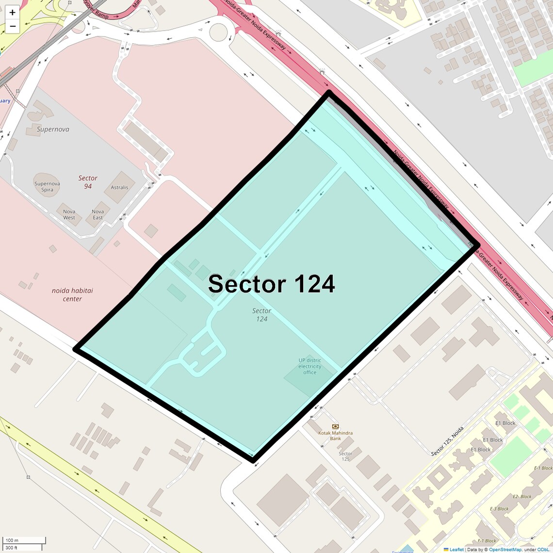 Location Map of Sector 124, Noida