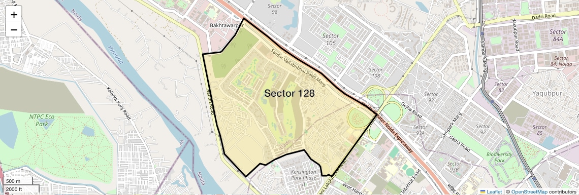 Location Map of Sector 128, Noida