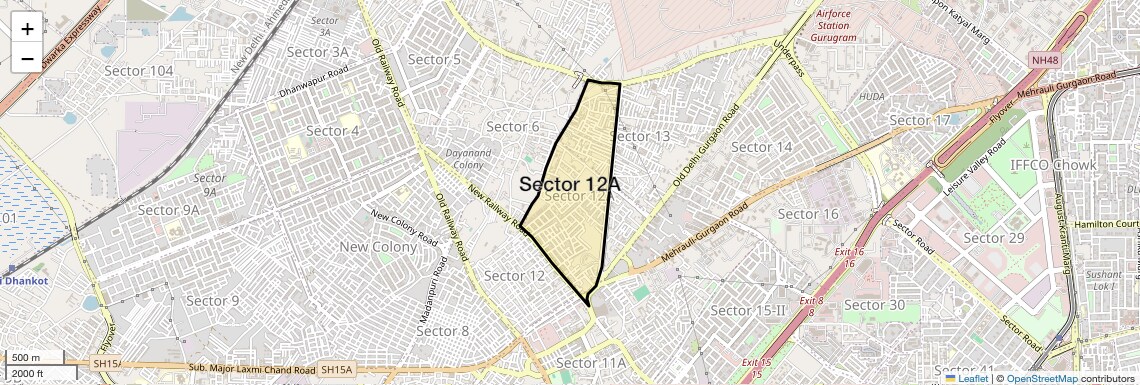 Location Map of Sector 12A, Gurgaon