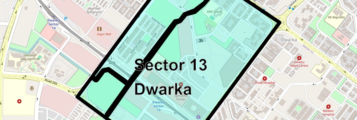 Location Map of Sector 13 Dwarka, Delhi
