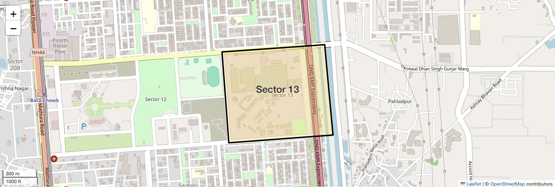 Location Map of Sector 13, Faridabad