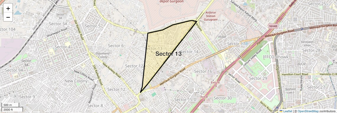 Location Map of Sector 13, Gurgaon