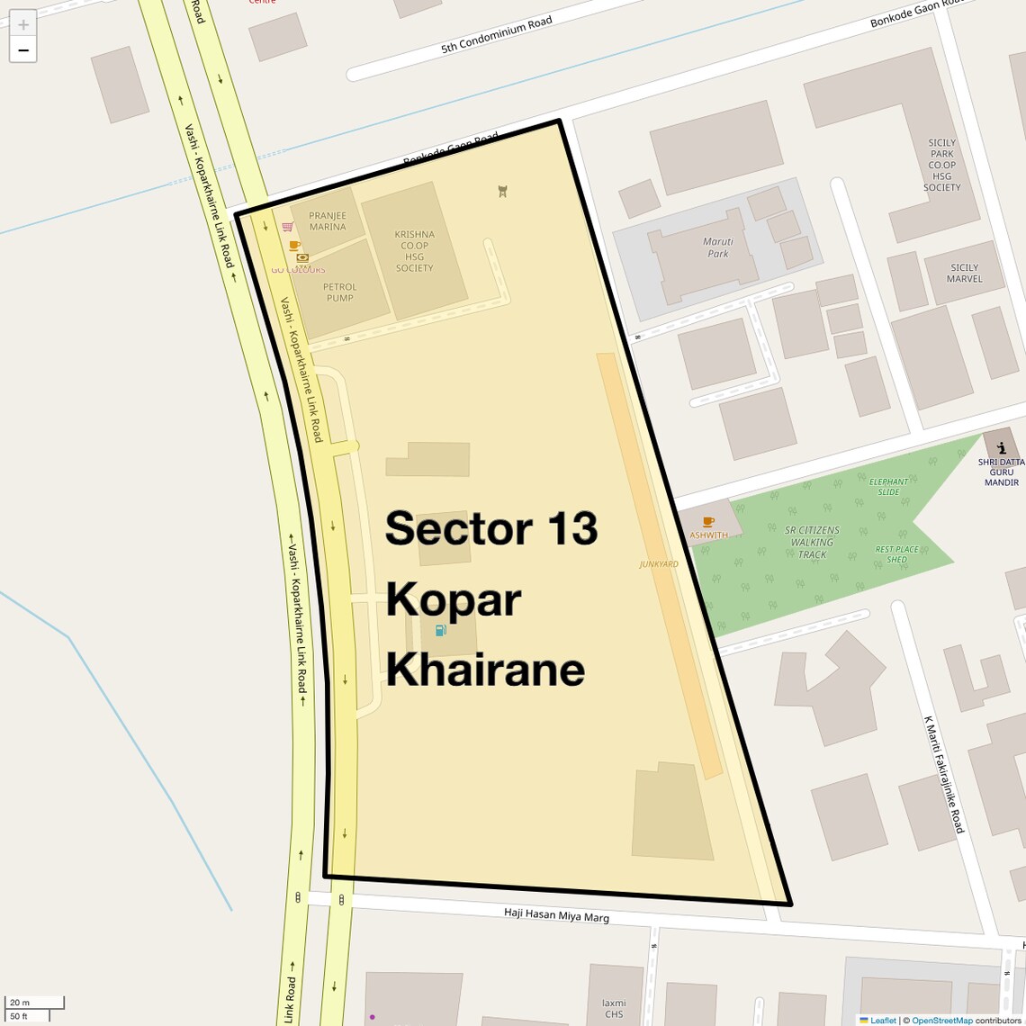 Location Map of Sector 13 Kopar Khairane, Navi Mumbai