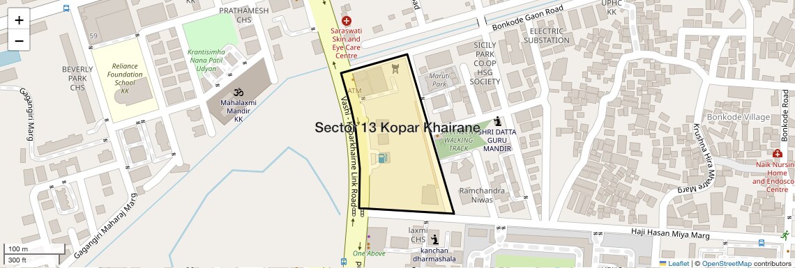 Location Map of Sector 13 Kopar Khairane, Navi Mumbai