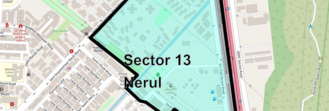 Location Map of Sector 13 Nerul, Navi Mumbai