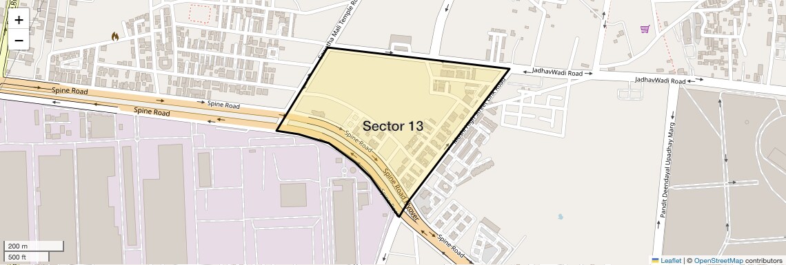 Location Map of Sector 13, Pune