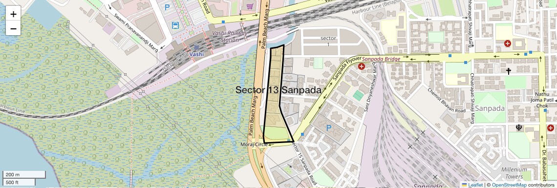 Location Map of Sector 13 Sanpada, Navi Mumbai