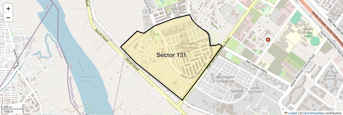 Location Map of Sector 131, Noida