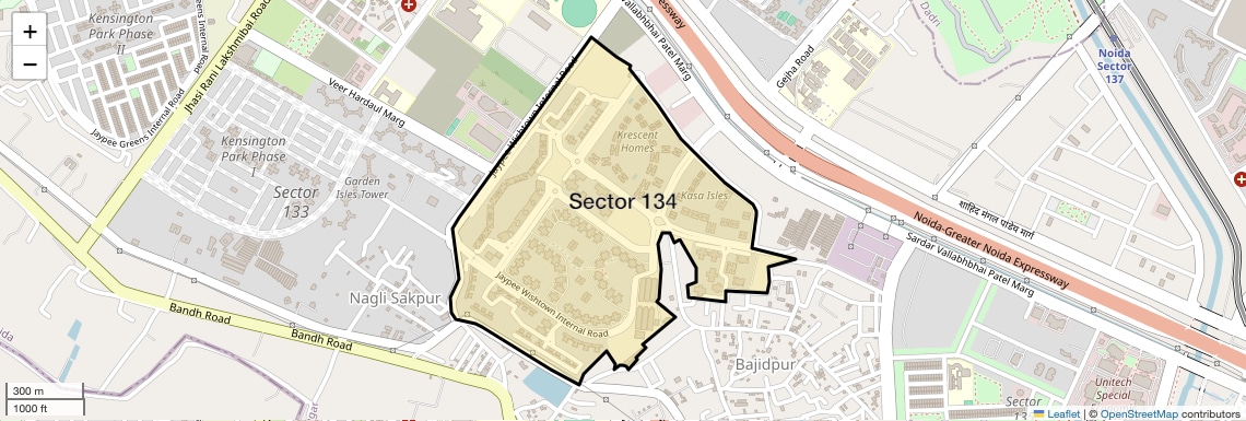 Location Map of Sector 134, Noida