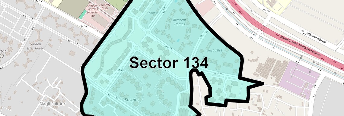 Location Map of Sector 134, Noida