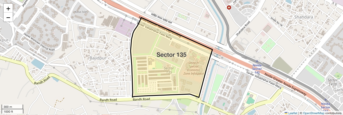 Location Map of Sector 135, Noida