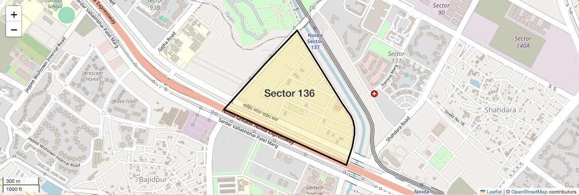 Location Map of Sector 136, Noida