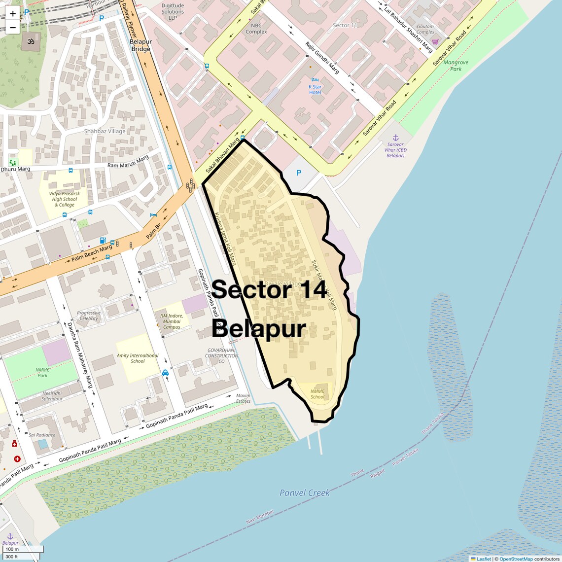 Location Map of Sector 14 Belapur, Navi Mumbai