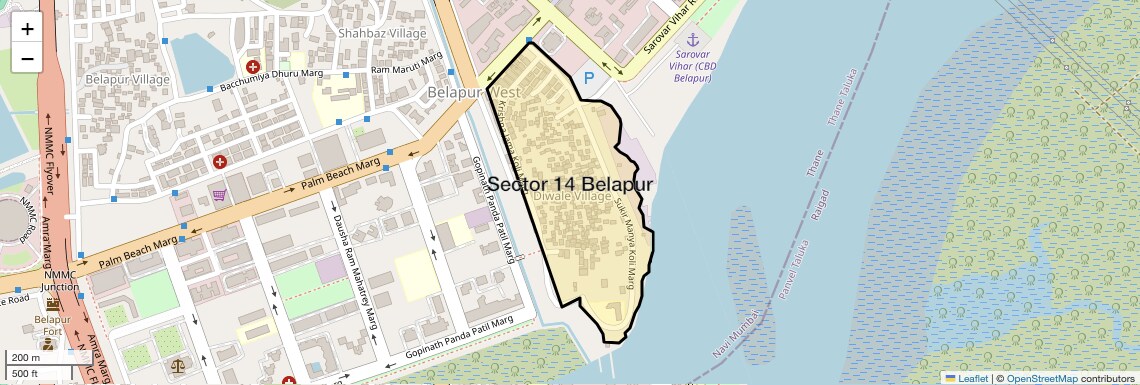 Location Map of Sector 14 Belapur, Navi Mumbai