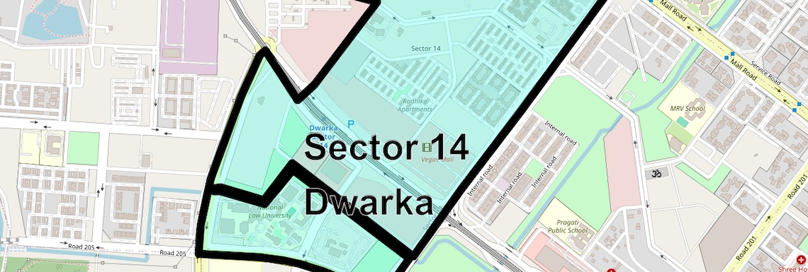 Location Map of Sector 14 Dwarka, Delhi