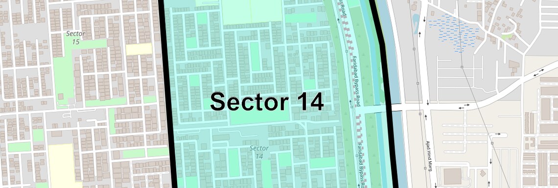 Location Map of Sector 14, Faridabad