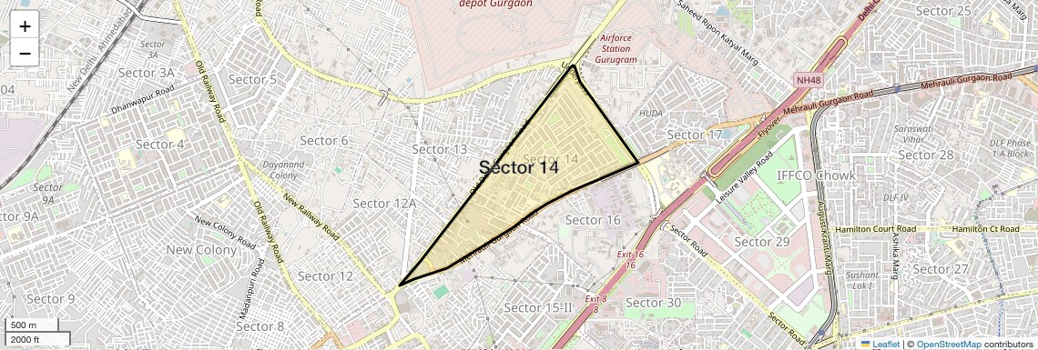 Location Map of Sector 14, Gurgaon
