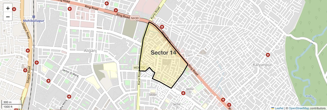 Location Map of Sector 14, Lucknow