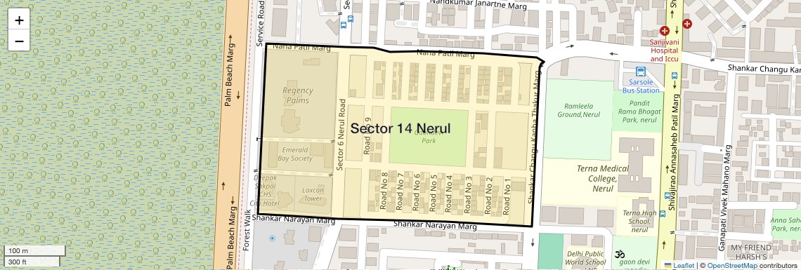 Location Map of Sector 14 Nerul, Navi Mumbai