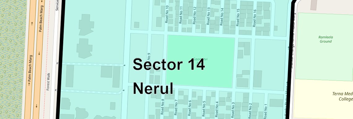 Location Map of Sector 14 Nerul, Navi Mumbai