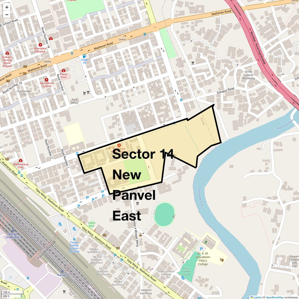 Location Map of Sector 14 New Panvel East, Navi Mumbai