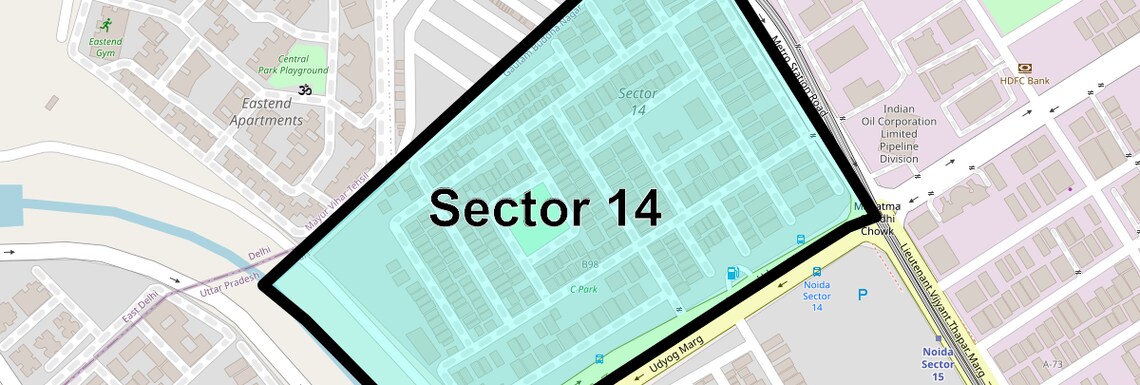Location Map of Sector 14, Noida