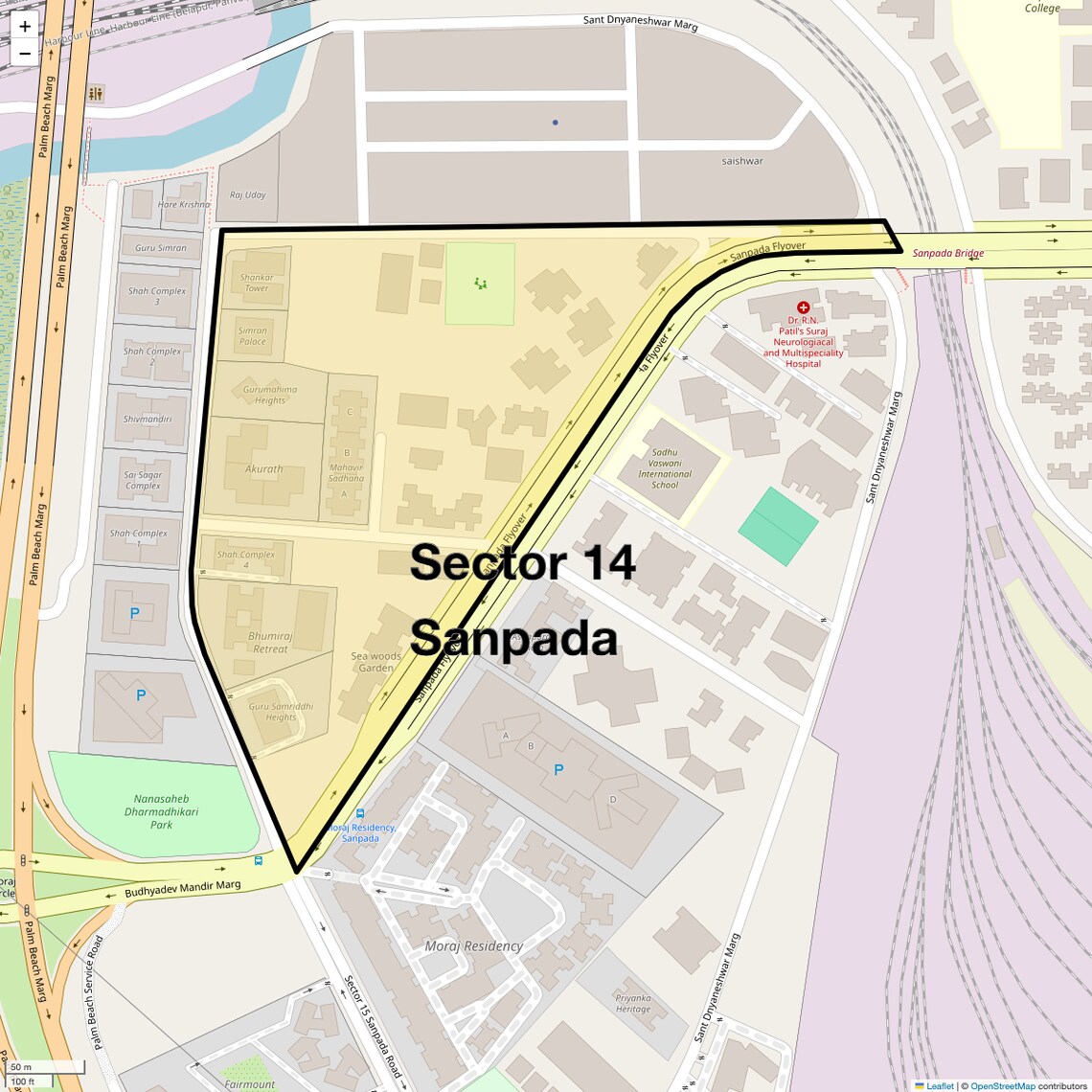 Location Map of Sector 14 Sanpada, Navi Mumbai