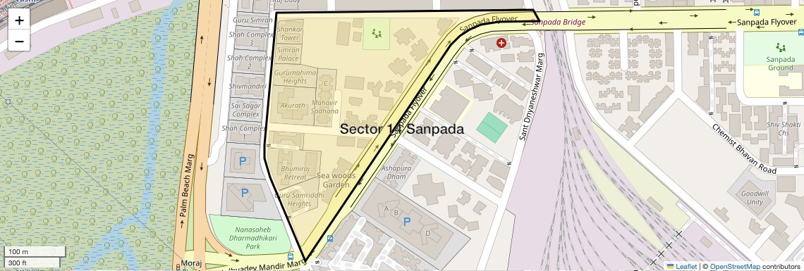 Location Map of Sector 14 Sanpada, Navi Mumbai