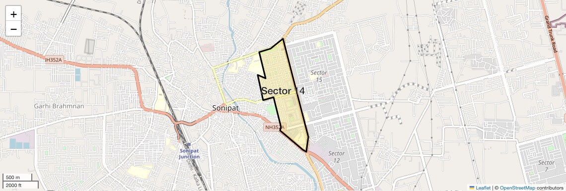 Location Map of Sector 14, Sonipat