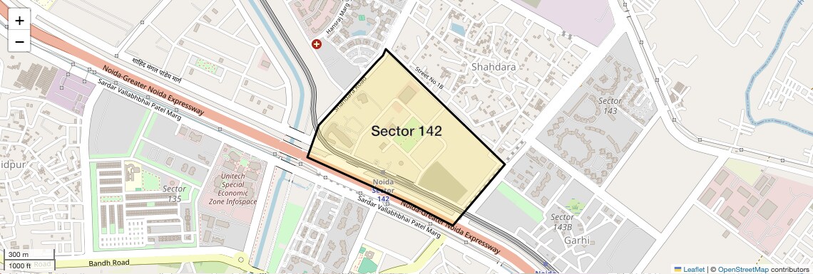 Location Map of Sector 142, Noida