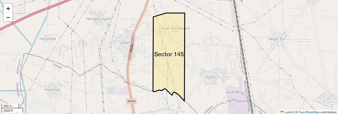 Location Map of Sector 145, Faridabad